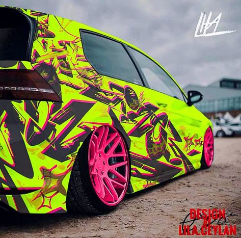 Golf 7r, Golf 7 Gti, Neon Car, Car Paint Jobs, Vw Up, Serie Bmw, Custom Cars Paint, Vinyl Wrap Car, Cool Car Drawings