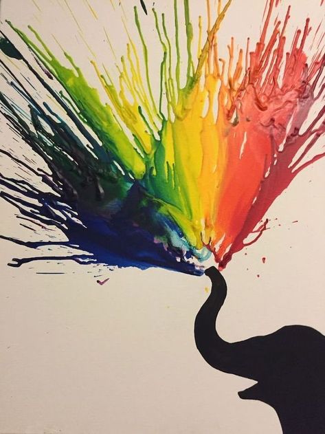 black-elephant-melting-crayons-drawing-easy-drawings-step-by-step-white-background Crayon Art Diy, Crayon Crafts, Crayon Art Melted, Crayon Art, Melting Crayons, An Elephant, Sketch Art, A Rainbow, 그림 그리기