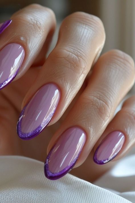 French Purple Nails, Purple French Tip Nails, Purple French Tips, Bridal Shower Nails, Purple French Tip, Shower Nails, French Tip Manicure, Nail Polish Colors Summer, Purple French