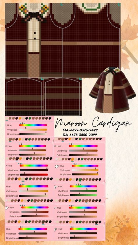 Animal Crossing Cardigan Design Grid, Acnh Diy Custom Design, Acnh Coats Designs Grid, Acnh Long Dress Design Grid, Animal Crossing Coat Design Grid, Clothes Design Acnh, How To Make Custom Designs Acnh, Anch Clothes Grid, Acnh Clothes Pattern Grid Fall