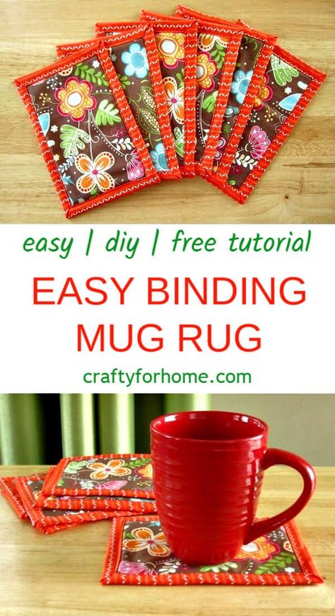 Mug Rug Tutorial, Make A Mug, Creeper Minecraft, Binding Tutorial, Mug Rug Patterns, Diy Mugs, Beginner Sewing Projects Easy, Small Sewing Projects, Christmas Sewing