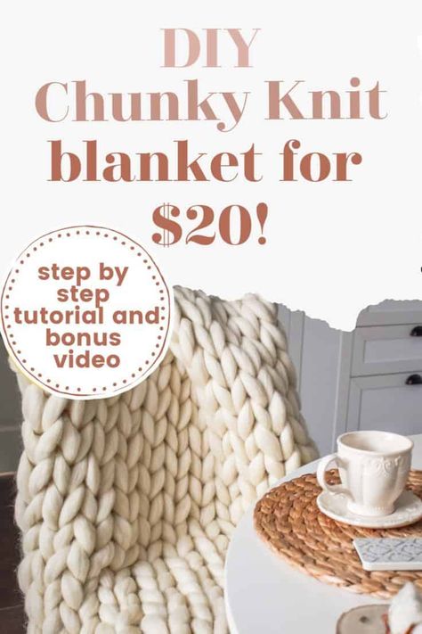 Arm Knitting Blanket Diy, Diy Chunky Knit Blanket, Chunky Blanket Diy, Chunky Yarn Blanket, Diy Knit Blanket, Blanket Tutorial, Arm Knitting Blanket, Chunky Crochet Blanket, Hand Knit Blanket