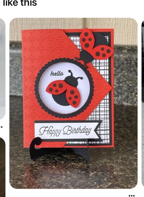 Focus Ideas, Birthday Card Craft, Homemade Birthday Cards, Ladybug Birthday, A Ladybug, Hand Stamped Cards, Bee Cards, Birthday Cards Diy, Marianne Design