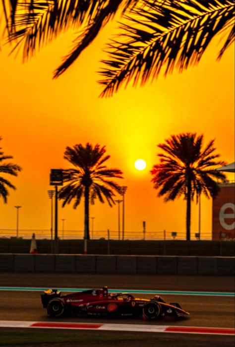 F1 Sunset, F1 Orange Aesthetic, Texas Sunset, Orange Car, Sci Fi City, Orange Aesthetic, Formula 1, Palm Trees, Aesthetic Wallpapers