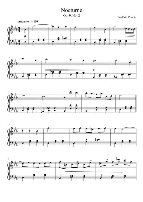 Utterly Music: [Piano Scores] Nocturne Op.9 No.2 (easy version in Eb major) by Frederic Chopin Beginner Violin Sheet Music, Easy Violin Sheet Music, Popular Piano Sheet Music, Free Violin Sheet Music, Classical Piano Music, Piano Songs Sheet Music, Piano Tutorials Songs, Free Printable Sheet Music, Frederic Chopin