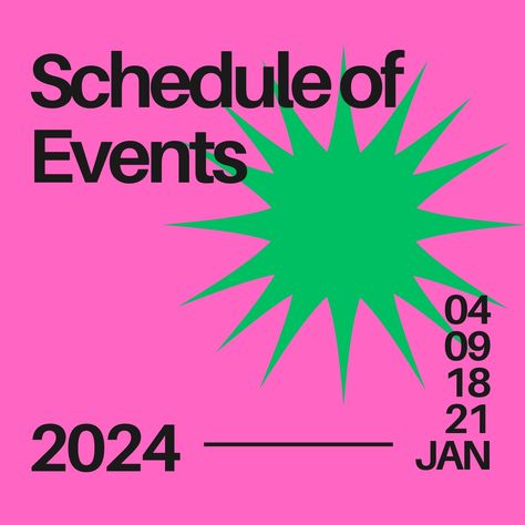 Green and Pink Bold Geometric Event Schedule Instagram Post - Templates by Canva Upcoming Events Instagram Post, Grotesk Graphic, Instagram Event Post, Instagram Event Post Design, Instagram Post Graphic Design, Event Post Design, Calendar Instagram Post, Graphic Design Instagram Posts, School Instagram Post