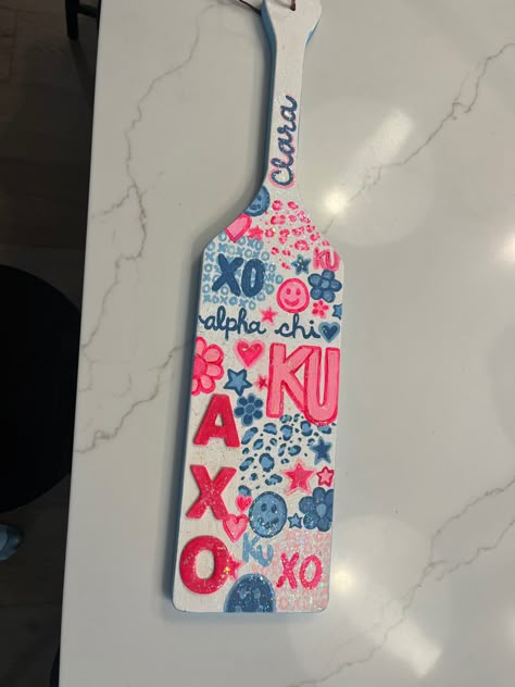 Disco Ball Sorority Paddle, Chi Omega Paddle, Senior Sorority Paddles, Paddle For Sorority, Paddles For Sorority, Senior Paddles Sorority, Blue Sorority Paddle, Pink Paddle Sorority, Paddle Painting Ideas