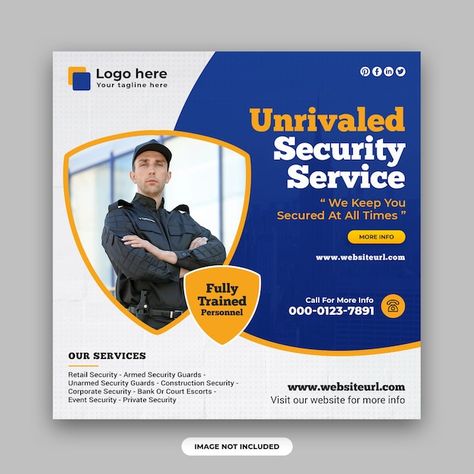 PSD security services and private securi... | Premium Psd #Freepik #psd #security-banner #security-services #safe #safety-security Service Poster, Security Creative Ads, Security Post, Security Post Design, Security Graphic Design, Security Company, Security Company Branding, Armed Security Guard, Security Uniforms