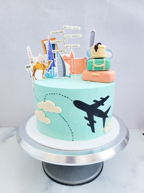 Traveler Cake, Journey Cake, Dubai Cake, Bon Voyage Cake, Travel Dubai, Retirement Cake, Birthday Cake For Husband, Travel Cake, Cake For Husband