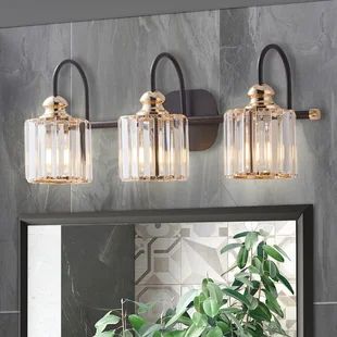 Crystal Vanity, Crystal Bathroom, Traditional Vanity, Black Vanity Light, Contemporary Vanity, Vanity Light Fixtures, Lights Wall, Gold Bathroom, Vanity Lights