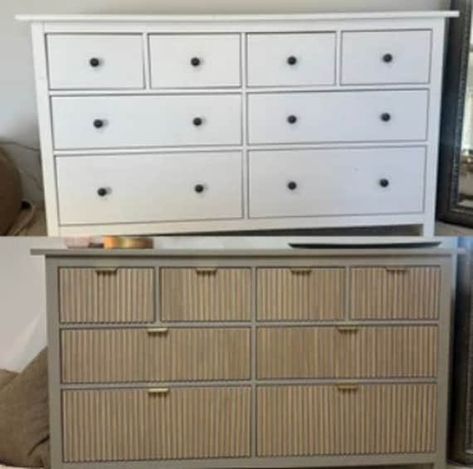 Furniture drawer overlay, ikea hemne overlay, slat panel,set of decorative wooden slats 1cm wide, hemnes dresser,wooden furniture appliques 📐Furniture overlay sizes with a gap: 1 cm width (0,39 in) Hemnes  8 drawers: 143 slats of 1 cm each with length 197 mm and 71 slats with length 267 mm Hemnes 3 drawers: 91 slats of 1 cm  each length 197 mm and 46 slats with length 265 mm You can glue the furniture overlays separately with slats with 1 cm gaps. 📢FURNITURE NOT INCLUDED! ✅🌱MATERIALS: Our dec Ikea Hemnes Sideboard Hack, Painted Ikea Dresser Hemnes, Hemnes Drawers Hack, Ikea Hemnes Overlays, Ikea Hemnes Diy, Hemnes Dresser Makeover, Ikea Hemnes Dresser Makeover, Ikea Upcycle, Ikea Hemnes Commode