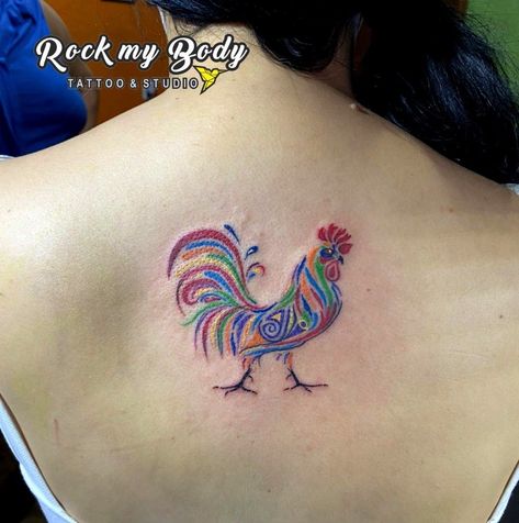 Mexican Rooster Tattoo, Rooster Tattoos For Women, Watercolor Rooster Tattoo, Rooster Nail Art, Small Rooster Tattoo For Women, Hen Tattoo Designs, Small Rooster Tattoo, Roster Tattoos, Rooster Tattoo For Women