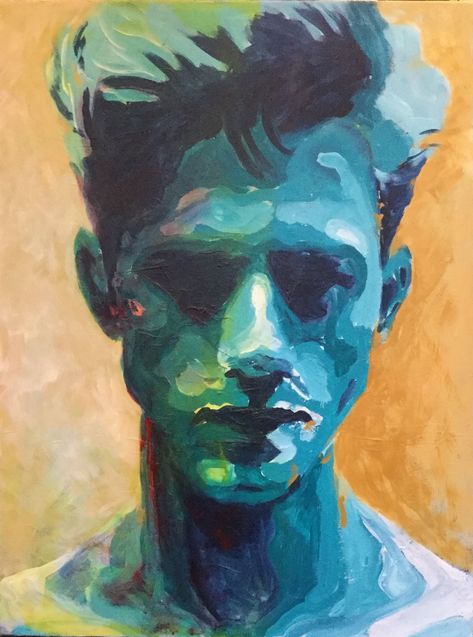 Blue man By Kimaha#portraitart #painting #blackandwhite #portraiture #artisticportraits Masculine Paintings, Portrait Palette, Color Theory Art, Portrait Artists, Environment Painting, Portraiture Art, Portraiture Painting, Diy Abstract Canvas Art, Colorful Oil Painting