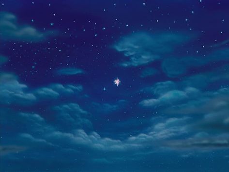 Peter Pan (1953) Peter Pan Stars, Peter Pan Wallpaper, Peter Pan 1953, Second Star To The Right, Night Scenes, Peter Pan Disney, Images Disney, Film Disney, Blue Night