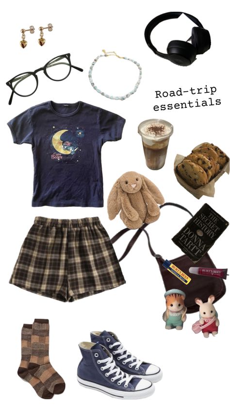 Road-trip essentials #outfitinspo #outfits #outfitinspiration #calicocritters 80s Summer Outfits, Road Trip Outfit, Trip Outfits, Lazy Outfits, Cute Pajamas, Cute Comfy Outfits, Cool Fits, Hippie Outfits, Really Cute Outfits