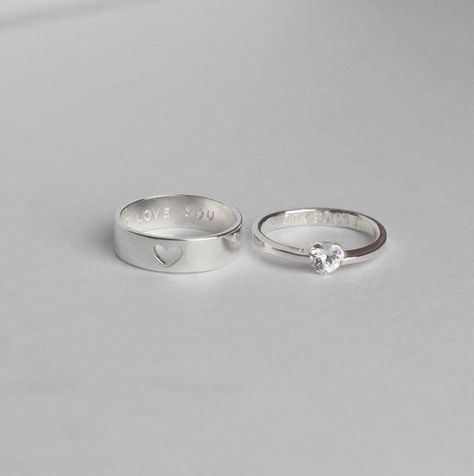 Couple Ring Set Promise Rings For Couples His And Her | Etsy Gift Idea For Couples, Matching Promise Rings, Cute Promise Rings, Rings For Couples, Rings Promise, Promise Ring Set, Promise Rings For Couples, Couples Ring Set, Gold Diamond Wedding Band