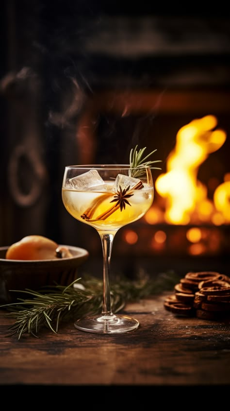 Winter Cocktail Photography, Fall Cocktail Photography, Christmas Cocktail Photography, Winter Drinks Aesthetic, Christmas Whiskey Cocktails, Autumn Hygge Aesthetic, Cabin Cocktails, Dark Cocktails, Cocktail Shoot