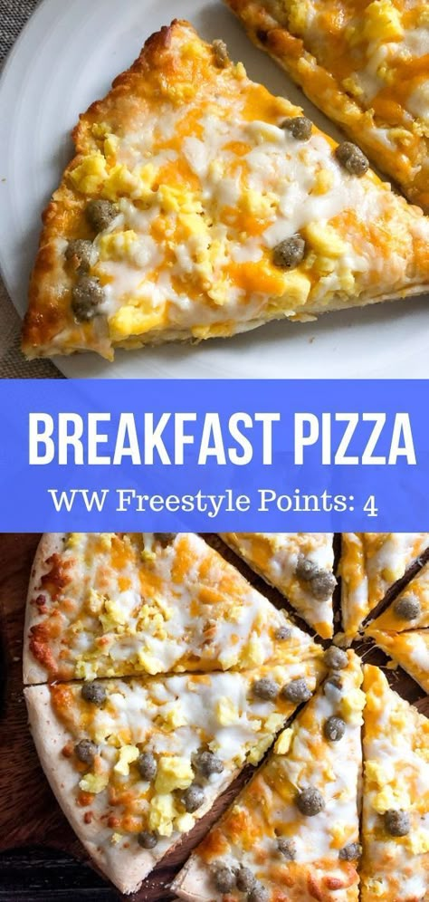 Pizza Eggs, 2 Ingredient Dough, Breakfast Pizza Recipe, Weight Watchers Breakfast, Cheese Sausage, Breakfast Pizza, 2 Ingredient, Idee Pasto Sano, Breakfast Brunch Recipes