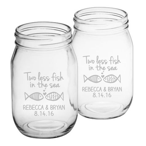 Found it at Wayfair.ca - Two Less Fish Drinking Jar Glass For Wedding, Drinking Jars, Drinking Glass Sets, Wedding Gift Bags, Glass Mason Jars, Wedding Glasses, Old Fashioned Glass, Etched Designs, Highball Glass