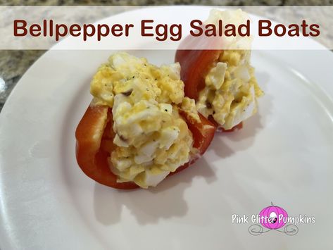 Egg Salad Bell Pepper Boats, Egg Salad Pepper Boats, Egg Salad Stuffed Peppers, Salad Boats, Chicken Salad Chick, Egg Salad Recipe Easy, Plant Based Diet Meals, Eggs In Peppers, Random Recipes