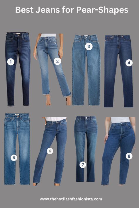 Finding the perfect jeans for a pear-shaped body just got easier! 👖✨ Discover our top picks that flatter and fit beautifully. #JeansForPearShapes #FashionTips #BodyPositive Flattering Jeans For Pear Shape, Jeans Pear Shaped Women, Best Jeans For Pear Shape, Jeans For Pear Shaped Women, Jeans For Pear, Pear Shaped Women, The Perfect Jeans, The Best Jeans, Petite Curvy