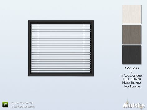 Part of the Perfect Fit Windows. 3 Variations, full blinds, half blinds and no blinds. Made by Mutske@TSR. Found in TSR Category 'Sims 4 Windows' Sims 4cc Windows, Sims 4 Windows Cc, Window Counter, Sims4 Furniture, Fake Window, Modern Blinds, Retro Wallpaper Iphone, Sims Games, Small Windows