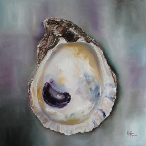 Shell Drawing, Painted Shells, Oyster Shells, Shell Art, Oyster Shell, Coastal Art, Art Auction, Beach Art, American Art