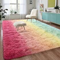 Pastel Living Room Decor, Fuzzy Rugs, Rainbow Carpet, 2023 Apartment, Gradient Rug, Pink Rugs, Bedroom Children, Gradient Color Design, Soft Rugs