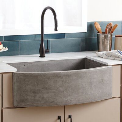 Native Trails Farmhouse 33" x 36" Farmhouse/Apron Kitchen Sink | Wayfair Concrete Farmhouse Sink, Concrete Kitchen Sink, Concrete Farmhouse, Farm Style Kitchen, Apron Kitchen Sink, Curved Kitchen, Apron Front Kitchen Sink, Fireclay Farmhouse Sink, Kitchen Ornaments