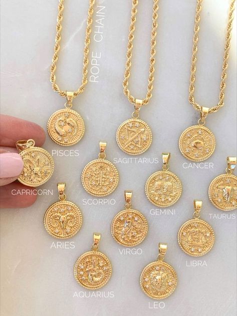 Our Zodiac Collection is gold filled and ready to wear with confidence. Show off your personality with our stunning gold filled Astrology pendant hung on a gold rope filled chain, making a perfect statement piece to add to your daily look or perfectly layered with other necklaces. A jewelry collection that amplifies your everyday style with meaning. Affordable gold filled jewelry for every vibe. Give the perfect gift this holiday season with our custom jewelry pouch included with every purchase. Sagittarius Dates, Mayan Zodiac, Taurus Dates, Horoscope Necklace, Zodiac Collection, Zodiac Sign Necklace, Chain Making, 22 December, Coin Pendant Necklace