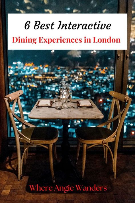 picture of two chairs and a table against a window with a night view of London London Dinner, Windsor London, Bucket List Holidays, Travel England, Animal Experiences, Visiting England, Dine In, Things To Do In London, London Restaurants