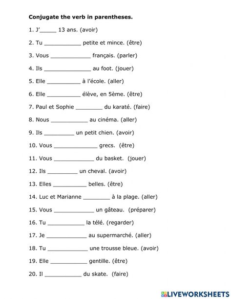 French Practice Worksheets, French Grammar Exercises, Articles Worksheet, French Practice, French Worksheets, French Verbs, School Homework, French Grammar, French School