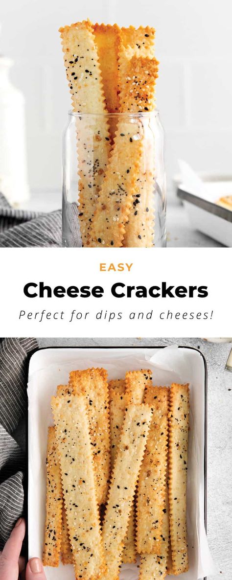 These homemade cheese crackers are made with 7 Ingredients and they are perfect served with hummus, dips, and more! White Cheddar Crackers, Tea Party Cheese And Crackers, Cheddar Crackers Homemade, Cheese It Recipe, Cheese Spread Recipes For Crackers, Cheese Crackers Homemade, Seasoned Crackers Recipe, Cracker Treats, Flavored Cheese