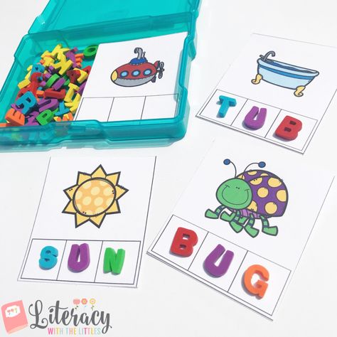 Kinder Literacy Centers, Cvc Games, Cvc Word Games, Cvc Word Practice, Cvc Word Work, Blends Activities, Mini Erasers, Cvc Activities, Cvc Words Kindergarten