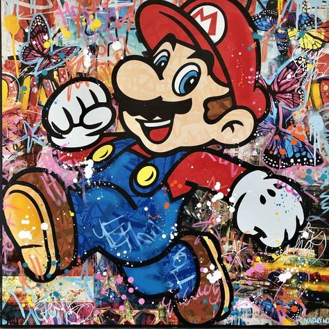 Mario Kart Poster, Images Pop Art, Pop Art Movement, Modern Pop Art, Cartoon Painting, Mario Art, Pop Art Painting, Art Disney, Donkey Kong