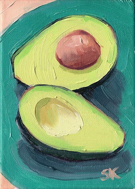 Avocado Painting, Avocado Art, Tulip Wall Art, Ballerina Art, Art Essentials, Colorful Oil Painting, Oil Painting Flowers, Aesthetic Painting, Beginner Painting