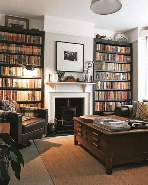 Bookshelves Around Fireplace, All About Books, Fireplace Bookshelves, Public Libraries, Books Bookshelf, Home Library Design, About Books, Home Libraries, Home Library