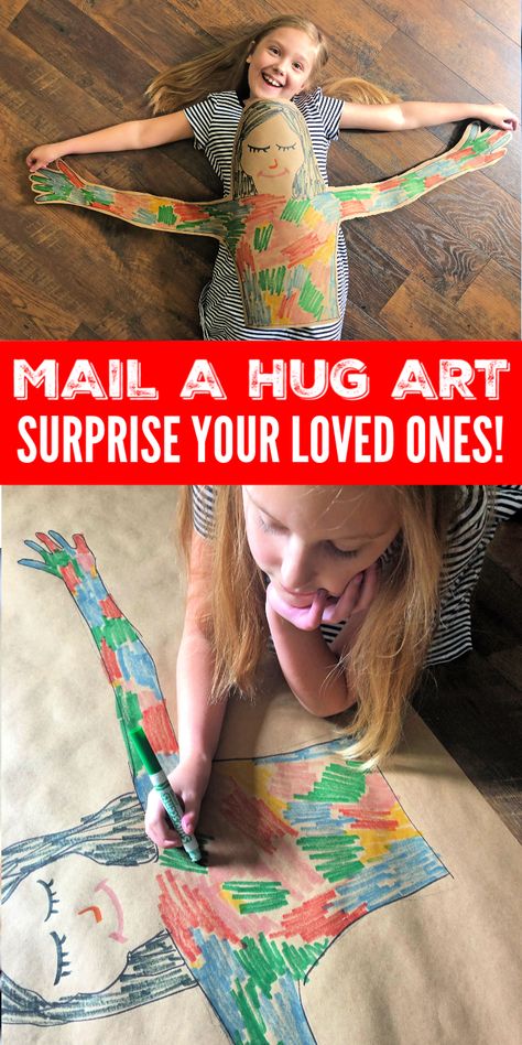 Mail a Hug Project for Kids! DIY Kids Activity to Show Your Love to Family and Friends! This is the perfect Stay-at-Home craft idea to send to your loved ones! DIY Projects for Kids! #passion4savings #diy #activities #kids #hug #mail #surprise Mail A Hug, Material Crafts, Dollar Diy, Send A Hug, Diy Kid Activities, Fun Activity For Kids, Trolls Party, Troll Party, Trolls Movie