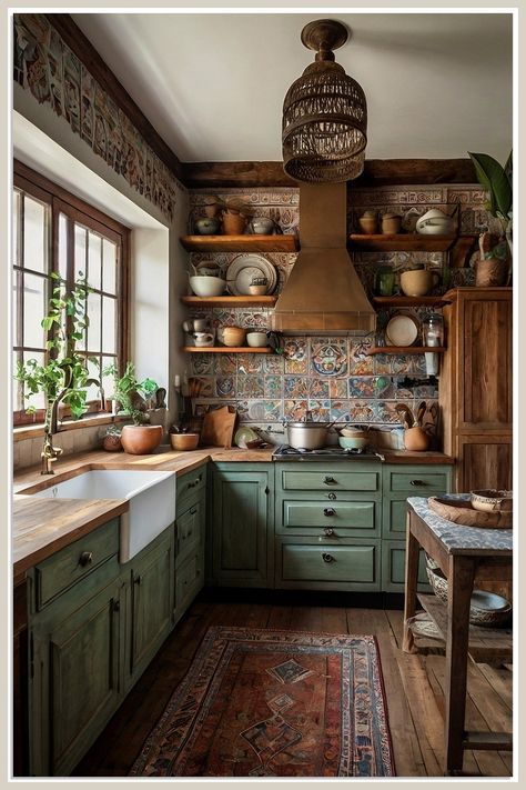 Transform your kitchen into a bohemian paradise with these 10 useful kitchen ideas for stunning boho decor you'll love. Discover how to infuse vibrant colors, eclectic patterns, and natural elements into your space. From unique wall art to charming accessories, these tips will help you create a warm and inviting atmosphere that's perfect for cooking and entertaining. Embrace the boho lifestyle and elevate your kitchen's aesthetic today! Small Boho Kitchen Ideas, Small Boho Kitchen, Portugal Kitchen, Patterned Backsplash, Modern Boho Kitchen, Boho Style Kitchen, Eclectic Kitchen Design, Earthy Kitchen, Moroccan Kitchen