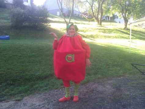 This is the costume I made for Annie apple day at school. It is made with foam pipe cover, and 3 yards of material. Letterland Characters, Apple Day, At School, School Projects, Fjallraven Kanken Backpack, Early Childhood, Little One, Kindergarten, Craft Ideas