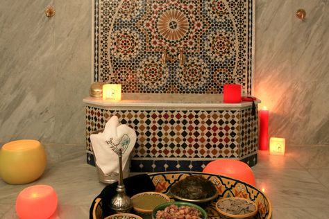 Al Fassia | A Luxury Boutique Hotel & Refined Moroccan Restaurant Hammam Bathroom, Moroccan Hammam, Moroccan Bath, Moroccan Restaurant, Moroccan Lounge, Spa Interior Design, Beautiful Bathroom Designs, Washroom Decor, Marrakesh Morocco