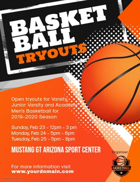 Basketball Tryouts Flyer Poster Template Basketball Tryout Poster, Tryouts Poster, Recruitment Poster Design, Basketball Tryouts, Sports Artwork, Panther Pride, Basketball Academy, Free Basketball, Sports Posters