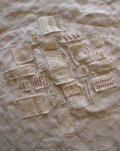 Day 22, Linen Scrap Daily Embroidery | Bonnie Sennott | Flickr Scrap Embroidery, Daily Embroidery, Art Knitting, Boro Stitching, Abstract Embroidery, Textiles Artwork, Sashiko Embroidery, Wool Embroidery, Fabric Journals