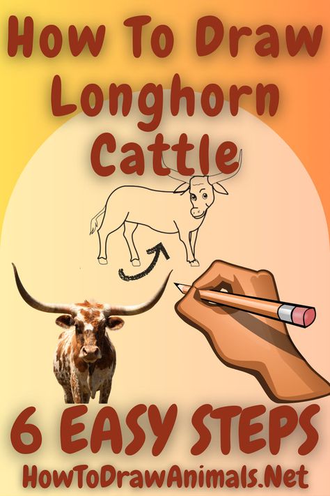 Craft the Perfect Longhorn Sketch: Follow Our Easy Drawing Guide to Illustrate the Grandeur of Longhorn Cattle! How To Draw A Longhorn, Long Horn Drawing, Guide Drawing, Longhorn Cattle, Long Horn, Art Guide, Draw Animals, Easy Drawing Tutorial, Paper Pencil