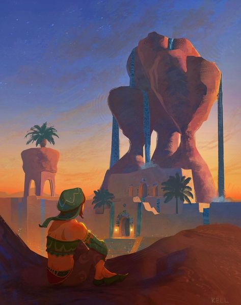 Gerudo Town, 90s Anime Art, Town Art, Link And Zelda, 90s Anime, Digital Art Tutorial, Character Aesthetic, The Legend Of Zelda, Art Tutorial