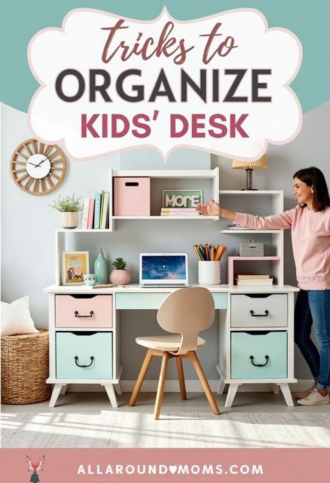 Organizing your children's desk is essential for fostering a productive learning environment and developing good study habits. Implementing simple strategies can transform a cluttered workspace into an efficient study area. By focusing on key organizational elements, parents can help their children create a space that promotes focus and creativity. Discover practical tips to maximize desk space and minimize distractions. Kids Bedroom With Desk, Kids Desk Organization Ideas, Children Study Room Ideas, Kids Desk Area In Bedroom, Cluttered Workspace, Kids Desk Area, Kids Desk Organization, Good Study, Children's Desk