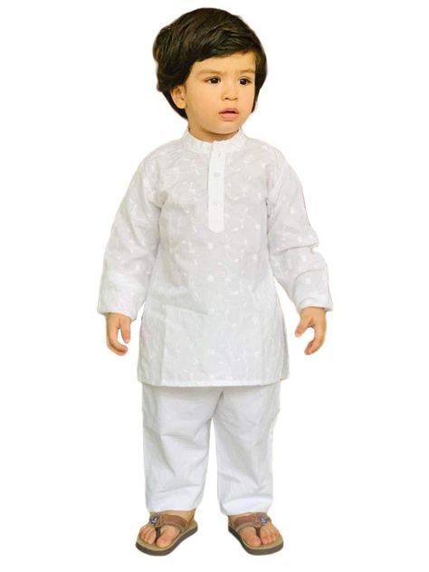 PRICES MAY VARY. Wash with like Colors Kids Kurta and Pyjama set Soft and Skin Friendly Comfort fit Machine Washable Cotton Fabric Flawn't Chikan Embroidery White 100% cotton kurta and pyjama set for baby boys and toddlers. It is very comfortable kurta pyjama set that can give you a perfect traditional look at a party, or a casual look any evening. This apparel is soft to touch, fast color and good looking. Kids Kurta Boys, Chikan Embroidery, Cotton Kurta Set, Boys Kurta Design, Kids Kurta, Boys Kurta, Kurta Pyjama, Embroidery Cotton, Cotton Kurta