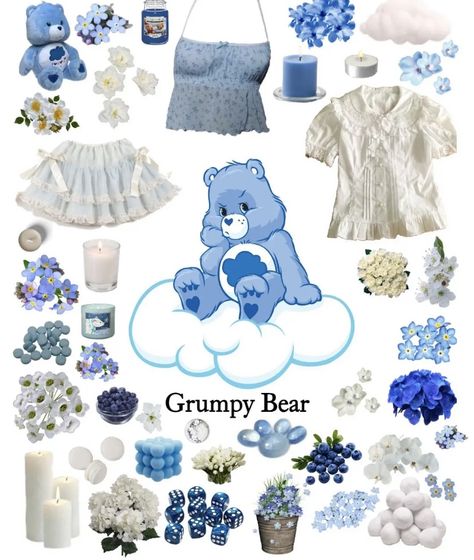 Care Bears Aesthetic Outfits, Bear Moodboard, Hana Aesthetic, Care Bears Costume, Care Bear Costume, Care Bears Halloween Costume, Care Bears Grumpy Bear, Grumpy Care Bear, Sanrio Outfits