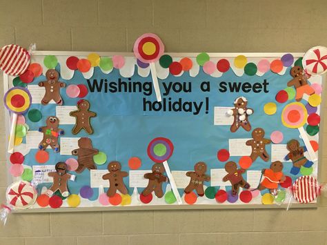 Christmas Bulletin Board Gingerbread, Candy Cane Lane Bulletin Board, Ginger Bread Bulletin Board, Candy Bulletin Board Ideas, Candy Cane Bulletin Board, Gingerbread Bulletin Board Ideas, Gingerbread Bulletin Board, Candy Bulletin Boards, Sunflower Bulletin Board