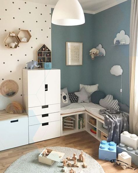 35 Practical IKEA Stuva/Fritids Hacks For Kids Learning | HomeMydesign | HomeMydesign Baby Room Boy, Ikea Stuva, Ikea Kura, Kids Room Paint, Toddler Rooms, Baby Room Design, Kids Room Wall Decor, Kids Room Wall, Kids Room Design